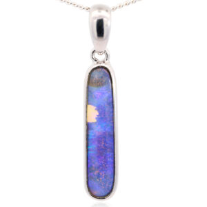 Sterling Silver Blue Purple Boulder Opal Pendant