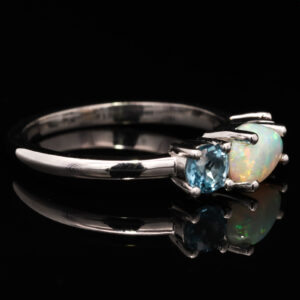 White Gold Blue Green Orange Pink Yellow Crystal Opal Pink Tourmaline Blue Topaz Engagement Ring