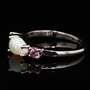 White Gold Blue Green Orange Pink Yellow Crystal Opal Pink Tourmaline Blue Topaz Engagement Ring