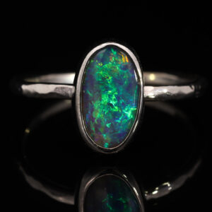 White Gold Blue Green Yellow Solid Australian Black Opal Engagement Ring