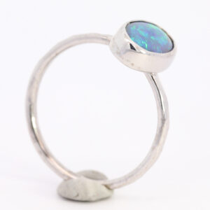 White Gold Blue Green Yellow Solid Australian Black Opal Engagement Ring