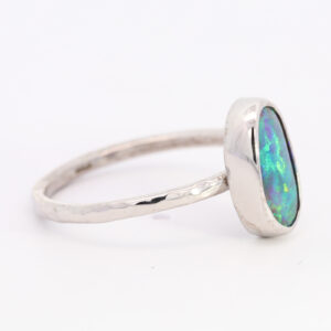 White Gold Blue Green Yellow Solid Australian Black Opal Engagement Ring