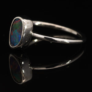 White Gold Red Blue Green Purple Solid Australian Boulder Opal Engagement Ring