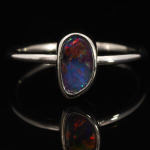 White Gold Red Blue Green Purple Solid Australian Boulder Opal Engagement Ring