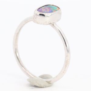 White Gold Red Blue Green Purple Solid Australian Boulder Opal Engagement Ring