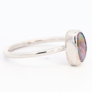 White Gold Red Blue Green Purple Solid Australian Boulder Opal Engagement Ring