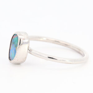 White Gold Red Blue Green Purple Solid Australian Boulder Opal Engagement Ring