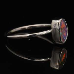 White Gold Red Blue Green Purple Solid Australian Boulder Opal Engagement Ring