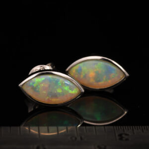 Sterling Silver Blue Green Yellow Orange Solid Australian Crystal Opal Earrings