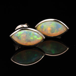 Sterling Silver Blue Green Yellow Orange Solid Australian Crystal Opal Earrings