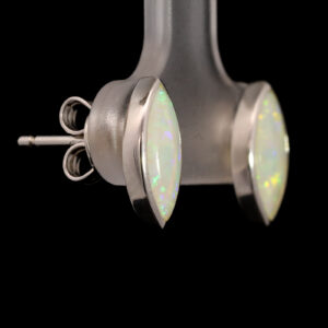 Sterling Silver Blue Green Yellow Orange Solid Australian Crystal Opal Earrings