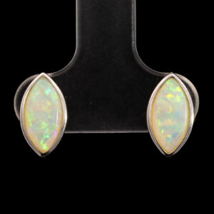 Sterling Silver Blue Green Yellow Orange Solid Australian Crystal Opal Earrings