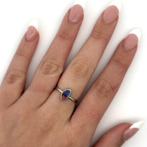 White Gold Red Blue Green Purple Solid Australian Boulder Opal Engagement Ring