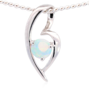 White Gold Blue Green Solid Australian Crystal Opal Pendant Necklace