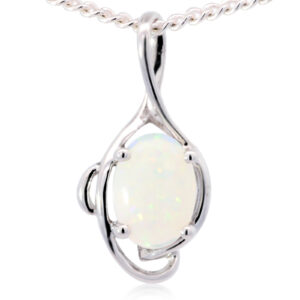 White Gold Blue Green Yellow Orange Solid Australian Crystal Opal Pendant Necklace