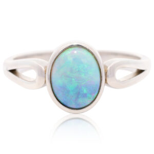 Sterling Silver Blue Green Solid Australian Black Opal Ring