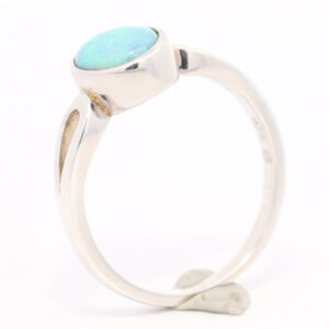 Sterling Silver Blue Green Solid Australian Black Opal Ring