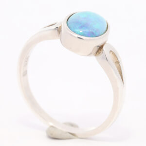 Sterling Silver Blue Green Solid Australian Black Opal Ring