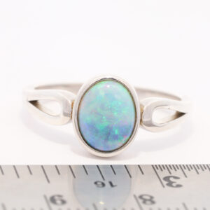 Sterling Silver Blue Green Solid Australian Black Opal Ring