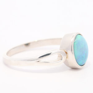 Sterling Silver Blue Green Solid Australian Black Opal Ring
