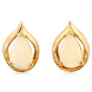 Yellow Gold Blue Green Yellow Orange Pink Solid Australian Crystal Opal Earrings