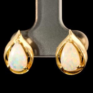 Yellow Gold Blue Green Yellow Orange Pink Solid Australian Crystal Opal Earrings
