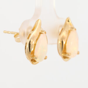 Yellow Gold Blue Green Yellow Orange Pink Solid Australian Crystal Opal Earrings