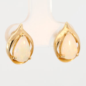 Yellow Gold Blue Green Yellow Orange Pink Solid Australian Crystal Opal Earrings