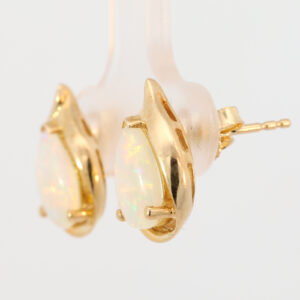 Yellow Gold Blue Green Yellow Orange Pink Solid Australian Crystal Opal Earrings