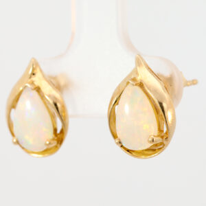 Yellow Gold Blue Green Yellow Orange Pink Solid Australian Crystal Opal Earrings