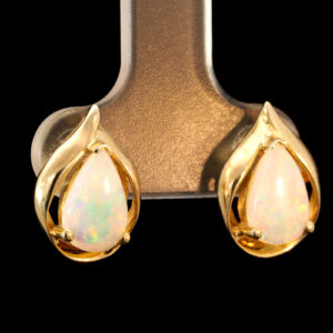Yellow Gold Blue Green Yellow Orange Pink Solid Australian Crystal Opal Earrings