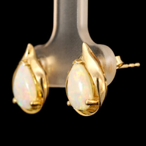 Yellow Gold Blue Green Yellow Orange Pink Solid Australian Crystal Opal Earrings