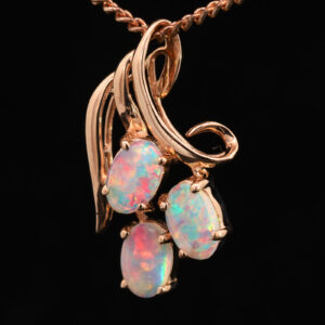 Rose Gold Blue Green Orange Red Solid Australian Crystal Opal Pendant Necklace