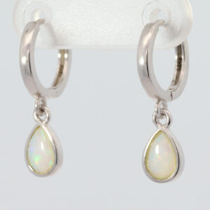 Sterling Silver Blue Green Solid Australian Crystal Opal Earrings