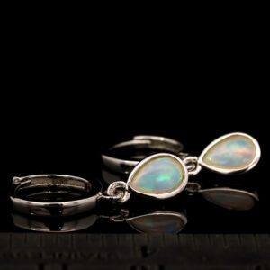 Sterling Silver Blue Green Solid Australian Crystal Opal Earrings