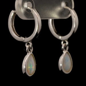 Sterling Silver Blue Green Solid Australian Crystal Opal Earrings