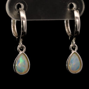 Sterling Silver Blue Green Solid Australian Crystal Opal Earrings