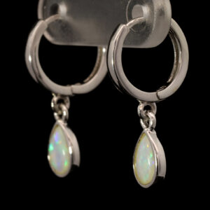 Sterling Silver Blue Green Solid Australian Crystal Opal Earrings