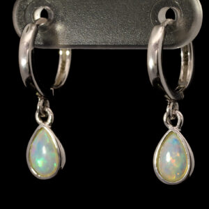 Sterling Silver Blue Green Solid Australian Crystal Opal Earrings
