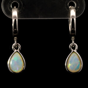 Sterling Silver Blue Green Solid Australian Crystal Opal Earrings