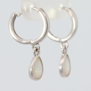 Sterling Silver Blue Green Solid Australian Crystal Opal Earrings