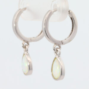 Sterling Silver Blue Green Solid Australian Crystal Opal Earrings