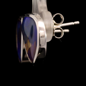 Sterling Silver Blue Purple Solid Australian Boulder Opal Stud Earrings