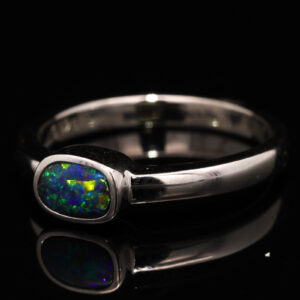 Sterling Silver Blue Green Yellow Orange Solid Australian Boulder Ring