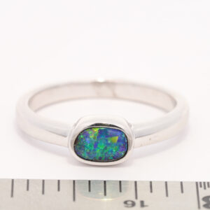 Sterling Silver Blue Green Yellow Orange Solid Australian Boulder Ring