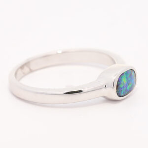 Sterling Silver Blue Green Yellow Orange Solid Australian Boulder Ring