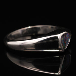 White Gold Blue Green Red Purple Solid Australian Boulder Opal and Diamond Engagement Ring