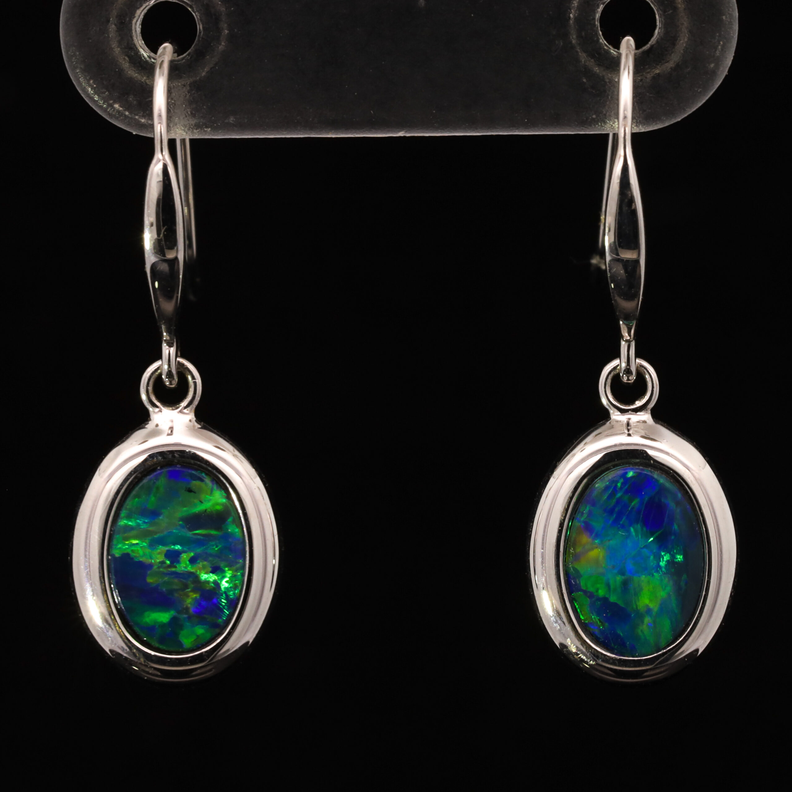 Blue green opal earrings sales