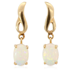 Yellow Gold Blue Green Yellow Orange Solid Australian Crystal Opal Earrings