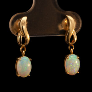 Yellow Gold Blue Green Yellow Orange Solid Australian Crystal Opal Earrings